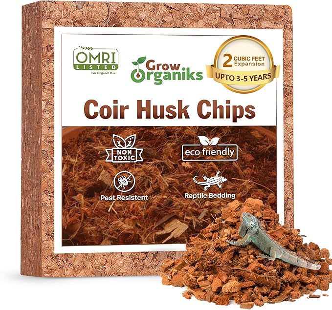 72 Quart Reptile Substrate Coconut Chip Bedding Compressed Organic Coco Husk Block for Snake Habitat, Ball Python Terrarium, Turtle Tanks, Tortoise Enclosure, Potting Soil Mix for Greenhouse Grow+Organiks