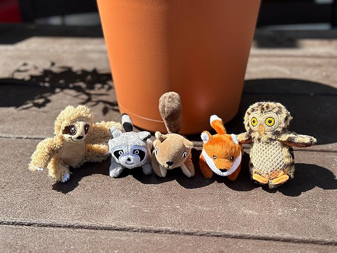 Hide and Seek Dog Toy, Stuffed Animal Tree House, Burrow Dog Toy, Squeaky Hide and Seek. (5 Pack - Squirrel, Fox, Sloth, Raccoon, Owl, Replacement Animals) - PAWPICO