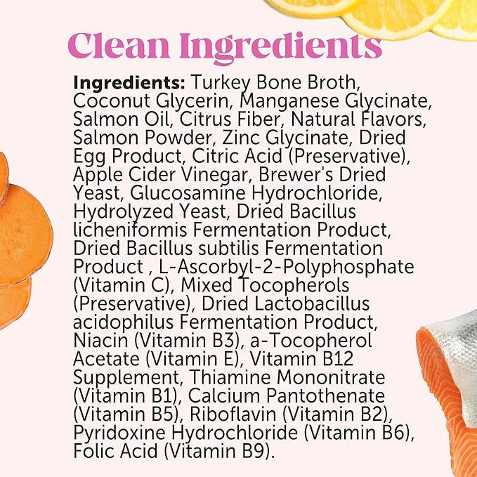 Pet Honesty Dog Multivitamin Supplement with Salmon Oil for Dogs - Allergy Itch Relief, Digestion, Skin & Coat Health, Liquid Supplement - Dog Food Topper Bone Broth with Prebiotics (12 oz) PetHonesty
