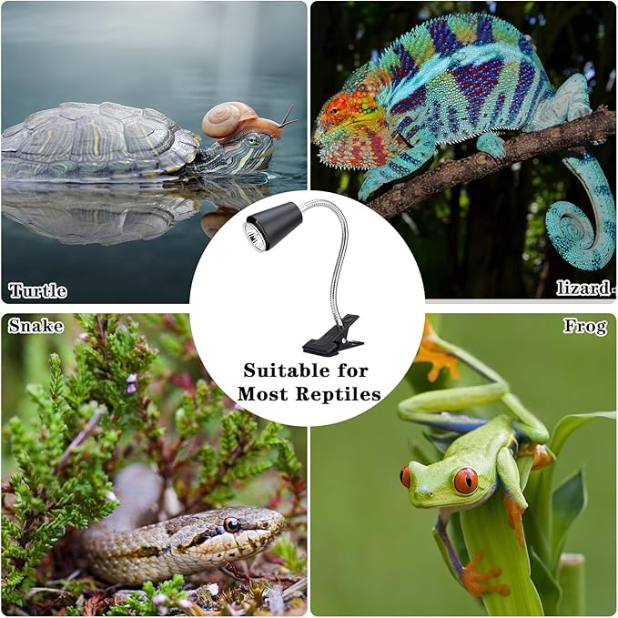 Reptile Heat Lamp,UVA/UVB Reptile Light,360° Rotatable Clip,Turtle Heating Lamp with Clamp,Reptile Basking Light for Reptiles Bearded Dragon Turtle Snake, E27 110V ZJNBMTFY
