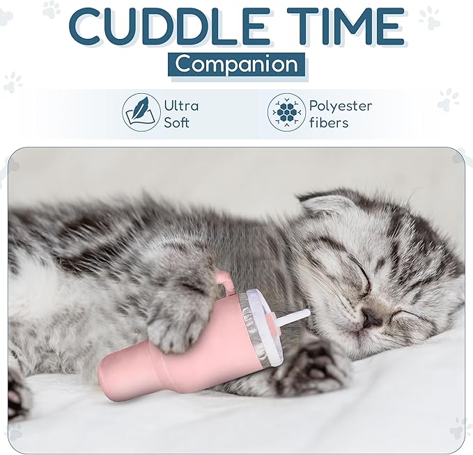 Kitty Cup Tumbler Cat Toy – Cute Cat Toy with Catnip, Crinkle Cat Toys for Cat Birthdays or Christmas, Funny Cat Toys for Kittens (Pink Peach Dust) - PAWPICO