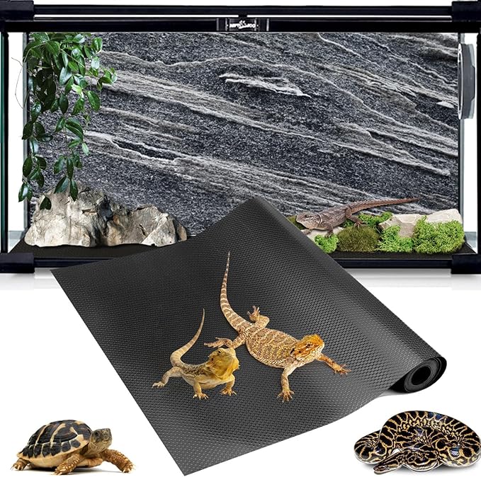 120 Gallon Reptile Terrarium Mat Liner, 96" X 24" Bearded Dragon Tank Accessories, Bearded Dragon Substrate for 4x2x2 Reptile Enclosure, Reptile Bedding Carpet for Leopard Gecko,Lizard,Tortoise, Black Hoplaep