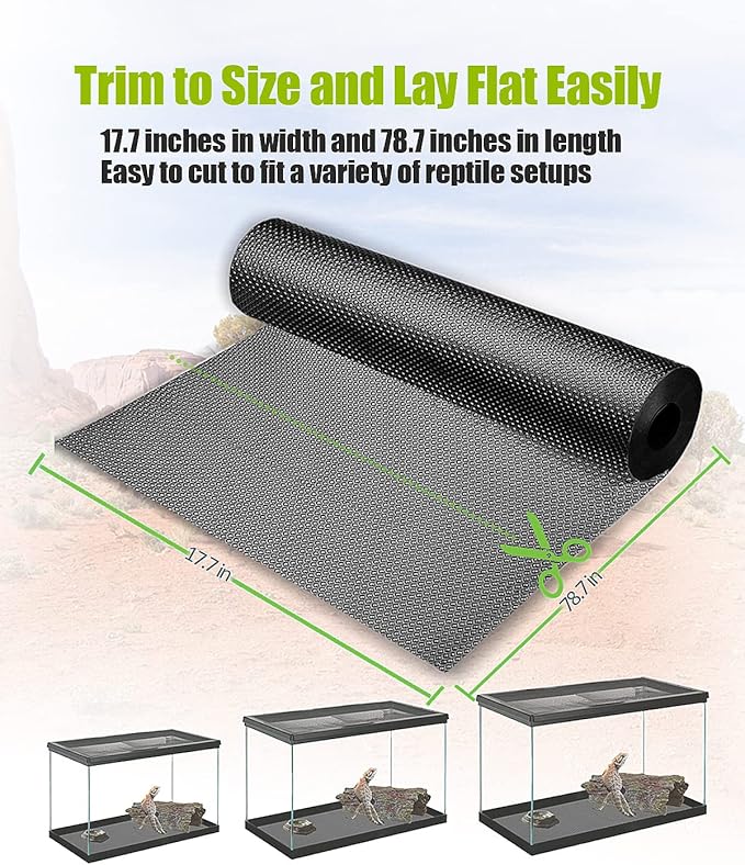 Bearded Dragon Tank Accessories, Reptile Substrate Floor, Leopard Gecko Tank Liner Mat for 40 Gallon, 20 Gallon, 50 Gallon,75 Gallon Lizard Tank, Black Helidrago