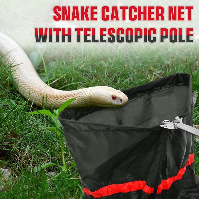 Telescopic Snake Catcher Net with Secure Drawstring – 29 to 66 Inch Adjustable Pole for Safe Transporting and Capturing All Kinds of Snakes Trakem