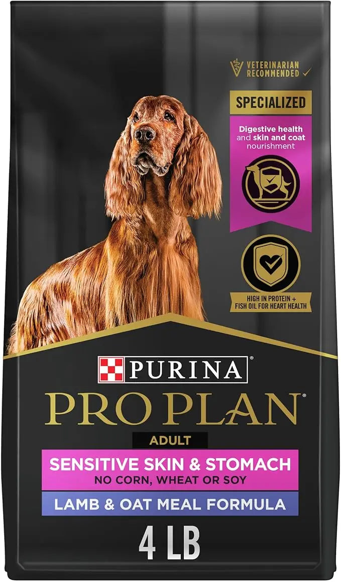 Purina Pro Plan Sensitive Skin and Sensitive Stomach Dog Food Lamb and Oat Meal Formula - 4 lb. Bag - PAWPICO