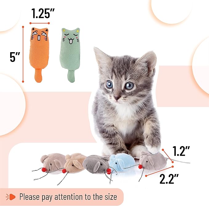 Mr. Pen- Catnip Toys, 7 Pcs, Mouse Cat Toy, Catnip Toys for Indoor Cats, Cat Nip Toys, Catnip Toys for Cats, Mouse Toy for Cats, Cat Toy Mouse, Cat Toys Mice - PAWPICO