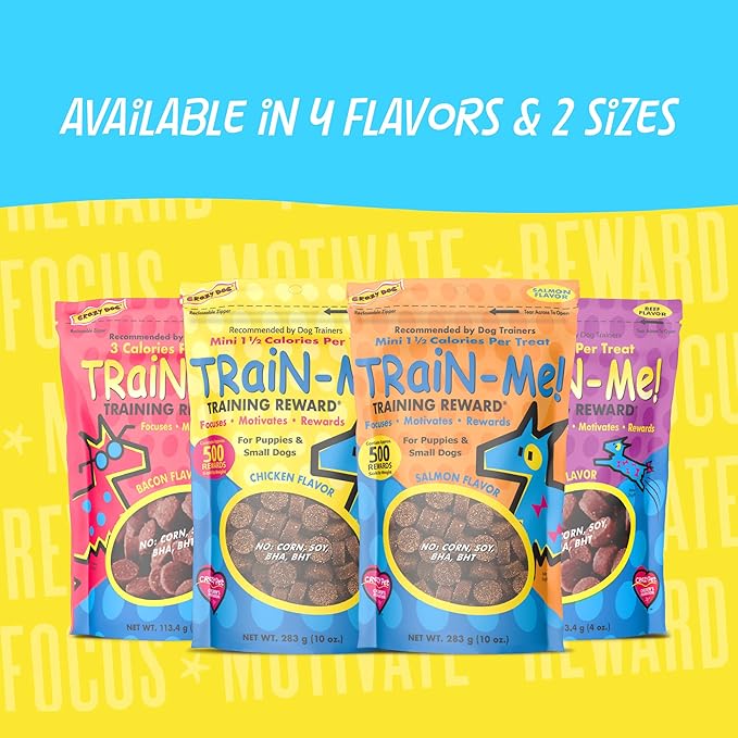 Crazy Dog Mini Train-Me! Training Treats 4 oz. Pouch, Beef Flavor, with 200 Treats per Bag, Recommended by Dog Trainers - PAWPICO