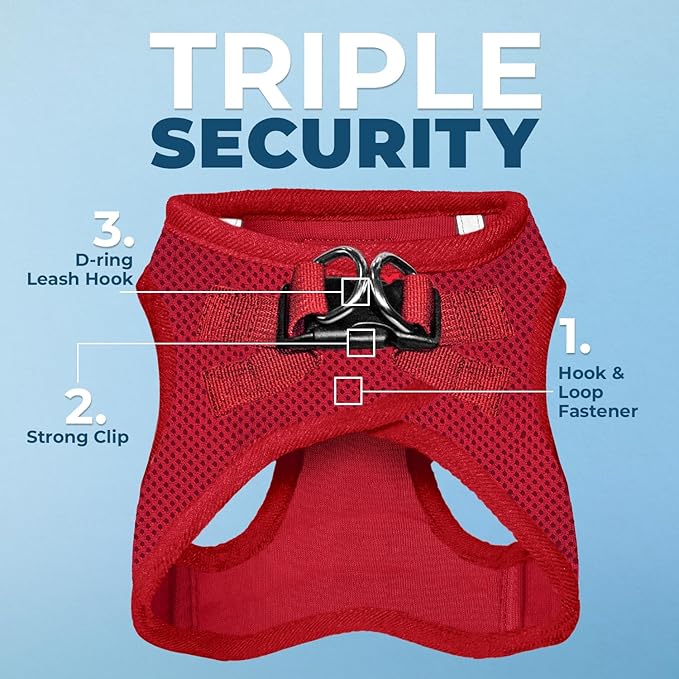 Voyager Step-In Air Dog Harness - All Weather Mesh, Reflective, No Pull Harness for Small, Medium Dogs, Cats - Secure with Hook & Loop Fastener, Buckle, Double D-Rings - Red, XXXS BestPetSuppliesLLC