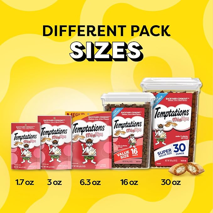 Temptations MixUps Backyard Cookout Flavor Crunchy and Soft Cat Treats, 30 oz. Tub Temptations