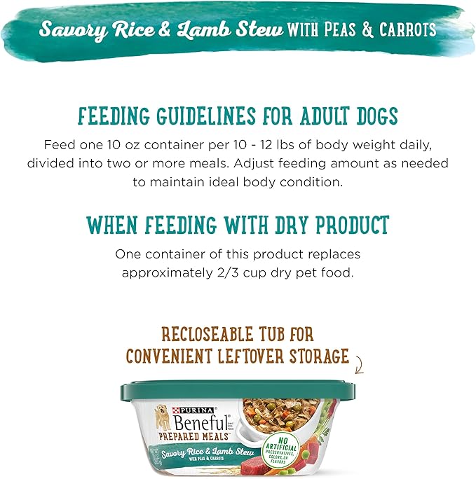 Beneful Purina Prepared Meals Lamb & Rice Stew - (8) 10 oz. Tubs (Pack of 2) - PAWPICO