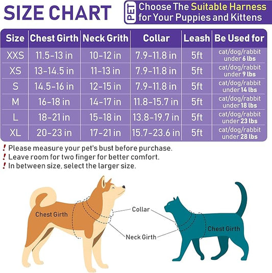 GAMUDA Small Dog Harness Collar and Leash Set, Step in No Chock No Pull Soft Mesh Adjustable Dog Vest Harnesses Plaid Reflective for Dogs Puppy Cats Kitten Rabbit (Purple, XXS) GAMUDACollarsCollection