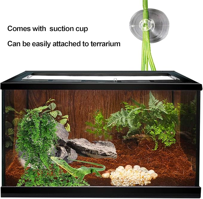 kathson 3 PCS Reptile Vines Plants Flexible Bendable Jungle Climbing Vine Terrarium Plastic Plant Leaves Pet Tank Habitat Decor for Bearded Dragons Lizards Geckos Snakes Frogs and More Reptiles kathson
