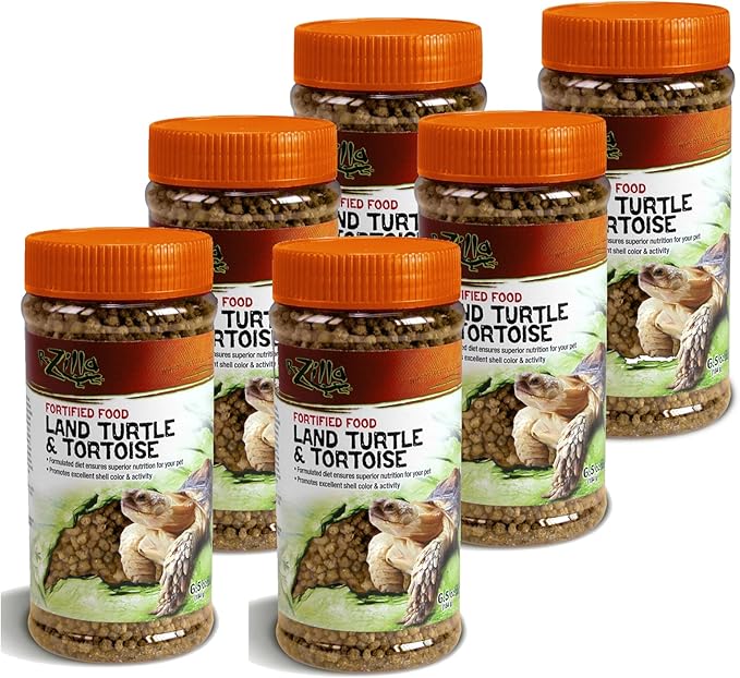 Zilla 6 Pack Of Land Turtle And Tortoise Extruded Food Pellets, 6.5 Ounces Each Zilla