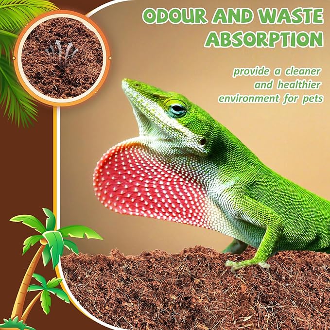 Riare 10LBS Natural Coconut Fiber Substrate for Reptile- Premium Compressed Coconut Husk Terrarium Bedding for Reptile, Tortoise, Frogs, Snakes, Hermit Crabs, Burrowing Animals Riare