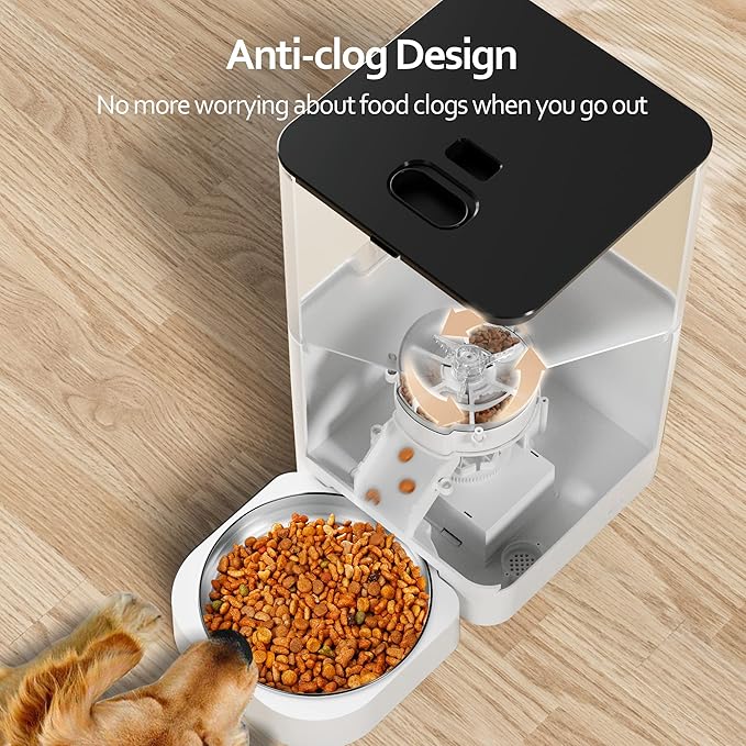 VOLUAS Automatic Cat Feeders - Pet Food Dispenser for Dry Food, Timed Cat Feeder with Desiccant Bag, Programmable Portion Size Control 4 Meals Per Day, 10s Voice Recorder - PAWPICO