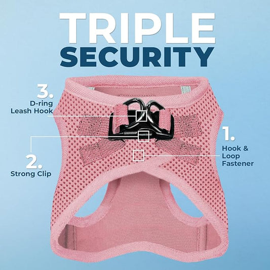 Voyager Step-In Air Dog Harness - All Weather Mesh, Reflective, No Pull Harness for Small, Medium Dogs, Cats - Secure with Hook & Loop Fastener, Buckle, Double D-Rings - Pink, XXXS BestPetSuppliesLLC