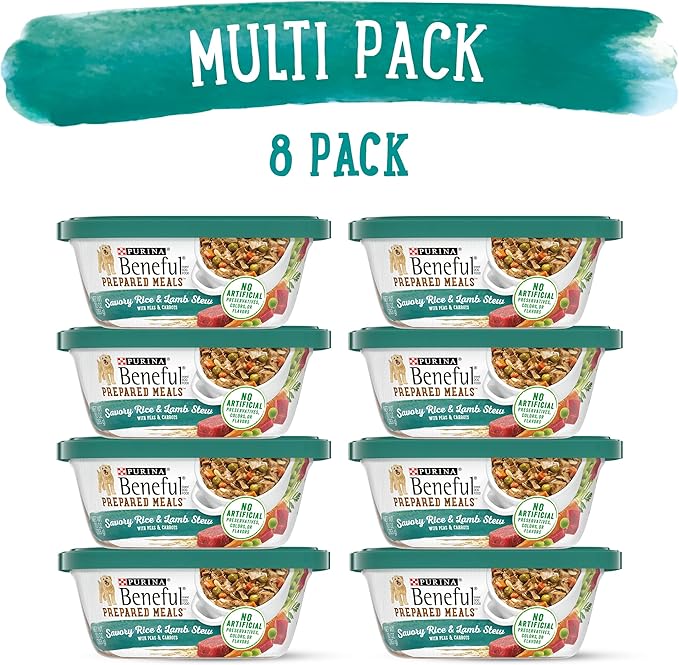Beneful Purina Prepared Meals Lamb & Rice Stew - (8) 10 oz. Tubs (Pack of 2) - PAWPICO