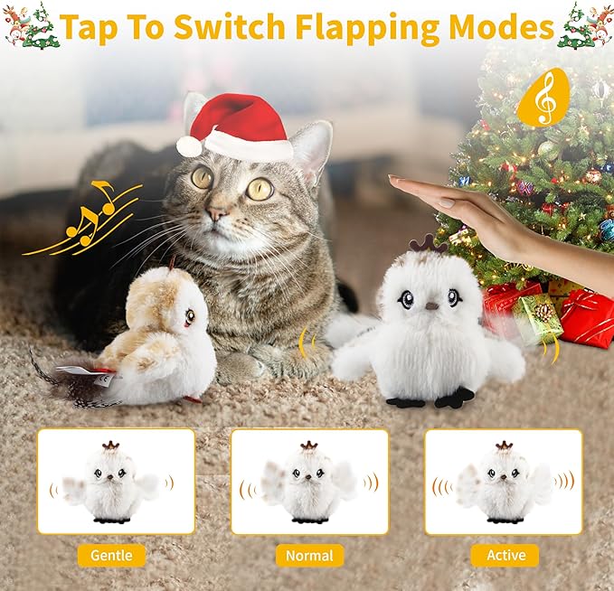 Gigwi Interactive Cat Toys for Indoor Cats, Flapping and Chirping Catnip Toys for Cat Exercise, Automatic Cat Toy with Beating Wings & Real Feather Tail, Rechargeable Cat Kicker Toy Prince & Princess - PAWPICO