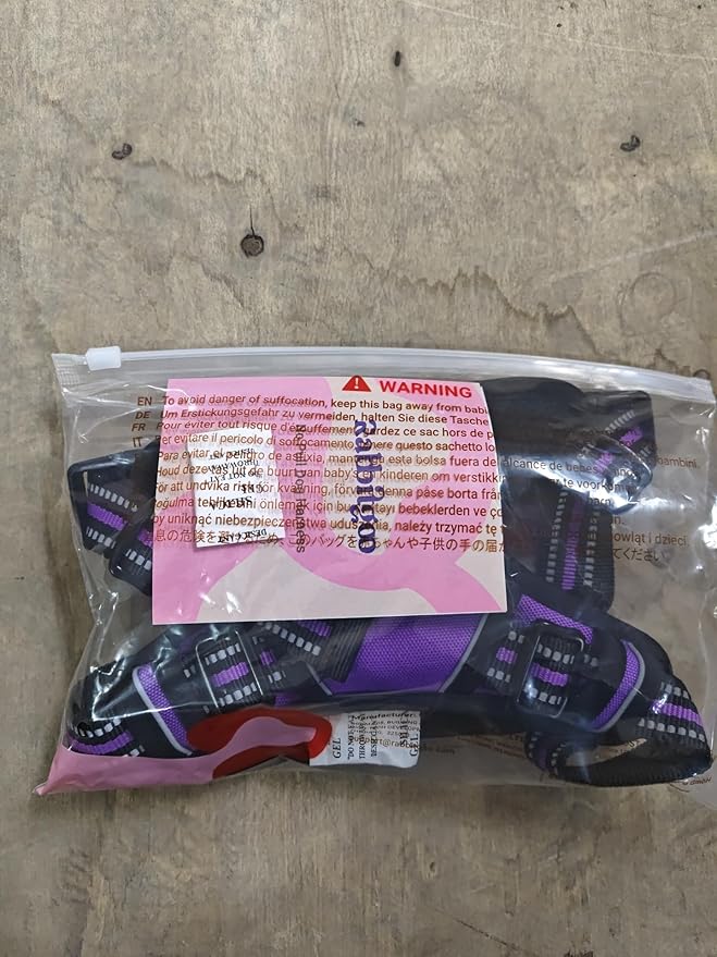 rabbitgoo Dog Harness No Pull with 2 Leash Clips, Adjustable Soft Padded, Reflective Oxford No Choke Pet Vest with Easy Control Handle for Large Dogs, Purple, L rabbitgoo