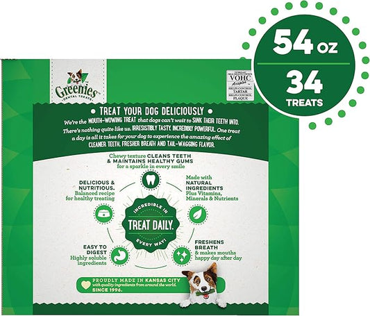 Greenies Original Large Natural Dental Care Dog Treats, 54 oz. Pack (34 Treats) - PAWPICO