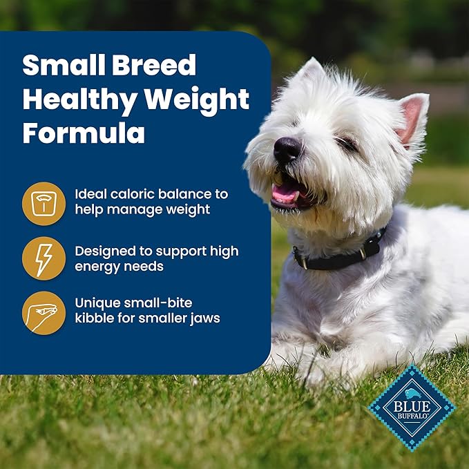 Blue Buffalo Life Protection Formula Healthy Weight Natural Small Breed Dry Dog Food, Supports an Ideal Weight, Made with Natural Ingredients, Chicken & Brown Rice Recipe, 15-lb Bag - PAWPICO