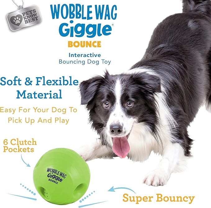 Wobble Wag Giggle Bounce Interactive Dog Toy- Sound Making Bouncing Ball for Dogs Ages Indoor & Outdoor Play, Soft & Durable with Easy Grip Design- Pets Know Best - PAWPICO