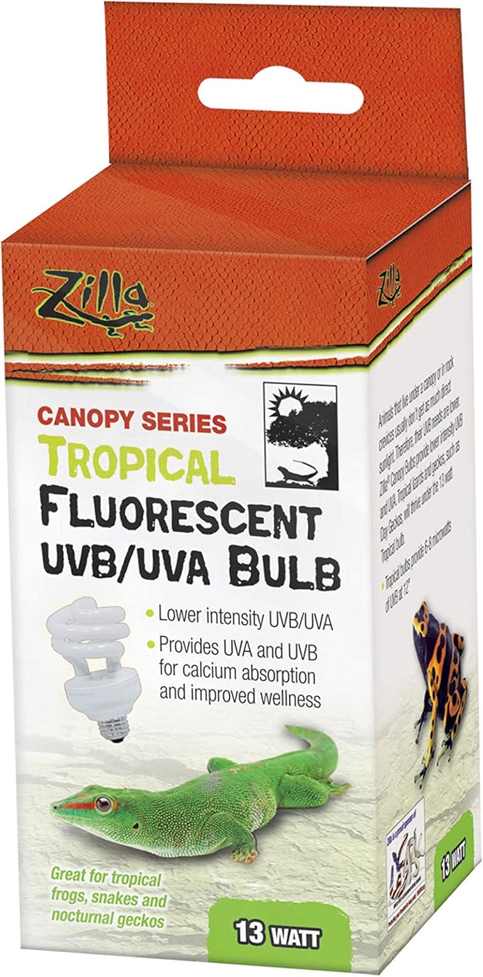 Zilla Canopy Series Fluorescent UVB/UVA Bulbs Tropical 13 W,White, 3.875 in Zilla