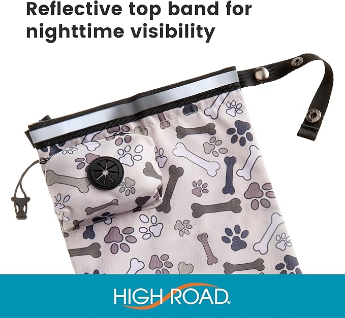 High Road Dog Waste Bag Holder for Used Bags with Poo Bag Dispenser, Odor Blocking Leakproof Liner and Reflective Band for Dog Walking and Hiking - PAWPICO