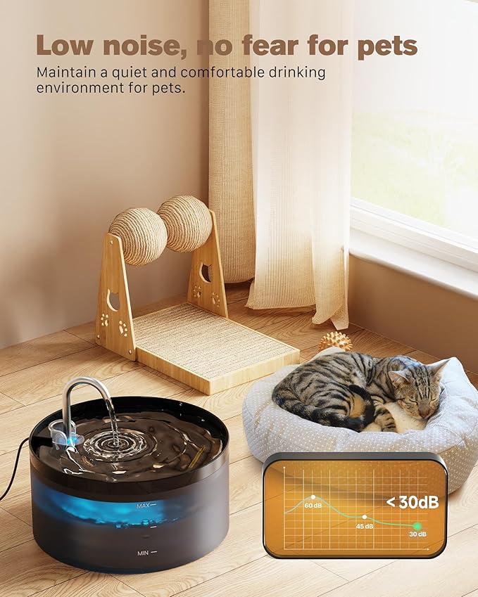 Cat Water Fountain: 108oz/3.2L Cat Fountain Super Silent Pet Water Fountain - Water Fountains for Cats Indoor - Faucet Cat Fountain - Quiet Water Pump - Suitable for Cats and Dogs - BEMOONY - PAWPICO