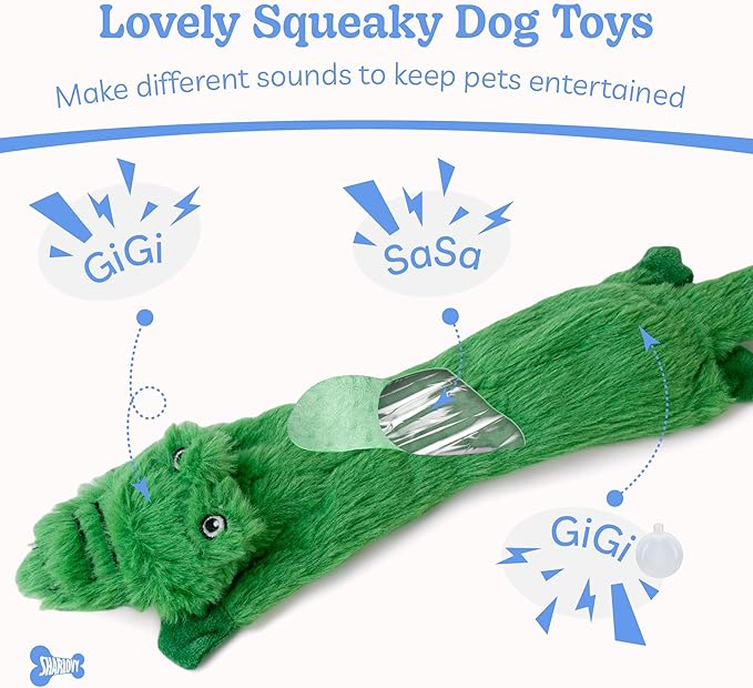 SHARLOVY Dog Squeaky Toys No Stuffing 2 Pack Plush Dog Toys for Medium Dog Toys Crinkle Dog Toys Durable Dog Chew Toys Cute Animals Puppy Toys for Teething Pet Toys - PAWPICO