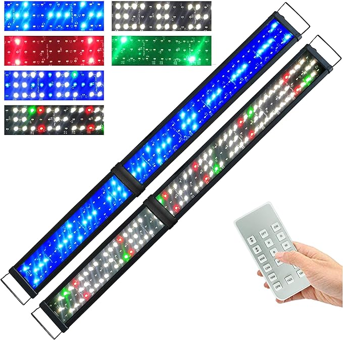 KZKR Upgraded Aquarium Light Multi-Color Remote Control 60-72 inch LED Hood Lamp for Freshwater Marine Plant Fish Tank Light Decorations KZKR