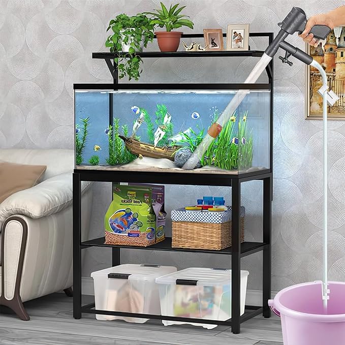 Aquarium Gravel Cleaner, Fish Tank Cleaner Kit with Dual Vacuum Tubes, Quick Water Changer Tools with Water Hose Controller Clamp for Water Changing Sand Washing PAWPICO