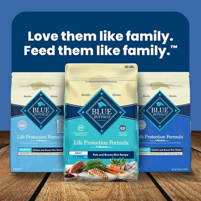 Blue Buffalo Life Protection Formula Adult Dry Dog Food, Helps Build and Maintain Strong Muscles, Made with Natural Ingredients, Fish & Brown Rice Recipe, 34-lb. Bag - PAWPICO