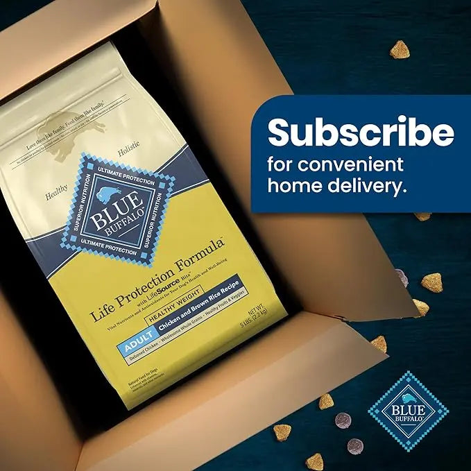 Blue Buffalo Life Protection Formula Healthy Weight Adult Dry Dog Food, Supports an Ideal Weight, Made with Natural Ingredients, Chicken & Brown Rice Recipe, 5-lb Bag - PAWPICO