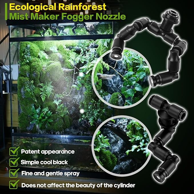 Reptile Smart Mister, Reptile Humidifiers Misting System Automatic with Timer, Terrariums Humidifier with 360°Adjustable Misting Nozzles, Spray Kit for Rainforest Plants Amphibian MYGIIKAKA