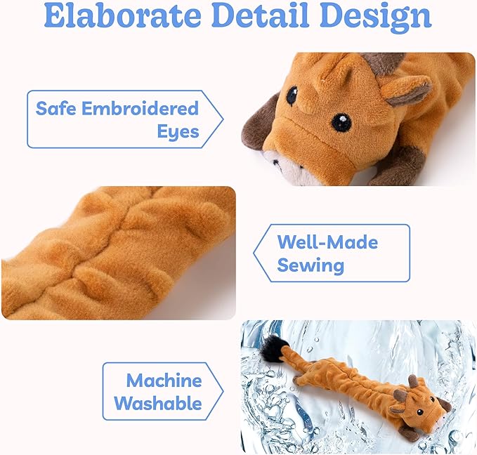 SHARLOVY Dog Squeaky Toys -Cow Crinkle Dog Toy, Bubble Plush Pet Toys Puppy Teething Toys No Stuffing Animals Dog Toy Doggies Toys Dog Chew Toy for Small Dogs - PAWPICO