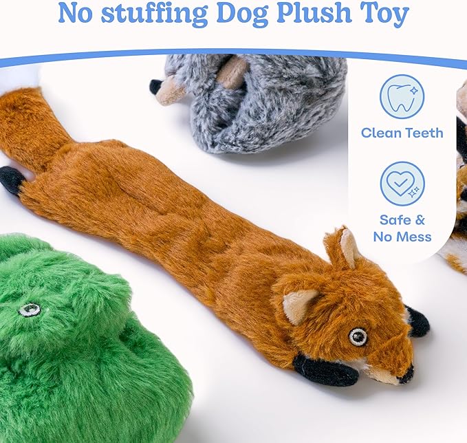 SHARLOVY Dog Squeaky Toys No Stuffing 5 Pack Plush Dog Toys for Medium Dog Toys Crinkle Dog Toys Durable Dog Chew Toys Cute Animals Puppy Toys for Teething Pet Toys - PAWPICO