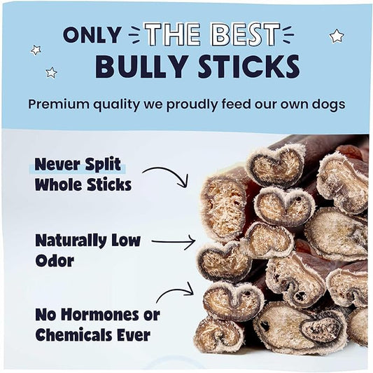 Pawstruck All-Natural 9" Bully Sticks for Dogs - Best Long Lasting, Rawhide Free, Low Odor & Grain Free Dental Chew Treat - Healthy Single Ingredient 100% Real Beef - 1 lb. Bag - PAWPICO