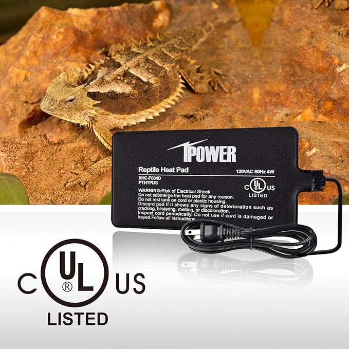 iPower Reptile Heat Pad Under Tank Terrarium Warmer Heating Mat for Turtle, Lizard, Frog, Snake, Reptile, and Other Small Animals, 4X7 Inch, 4W iPower