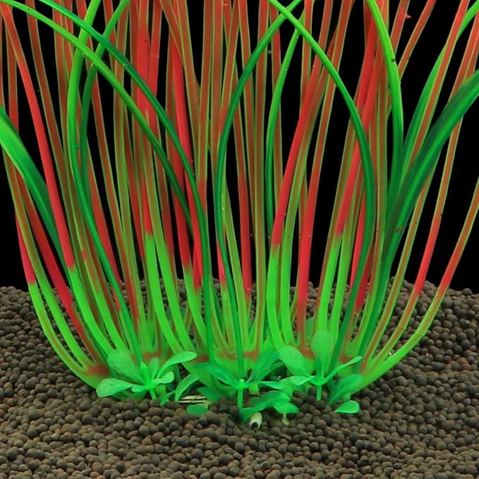 JIH Plastic Plants for Aquarium,Tall Artificial Plants for Fish Tank Decor 15.6 Inch (2 Pcs) (Pink) JIH