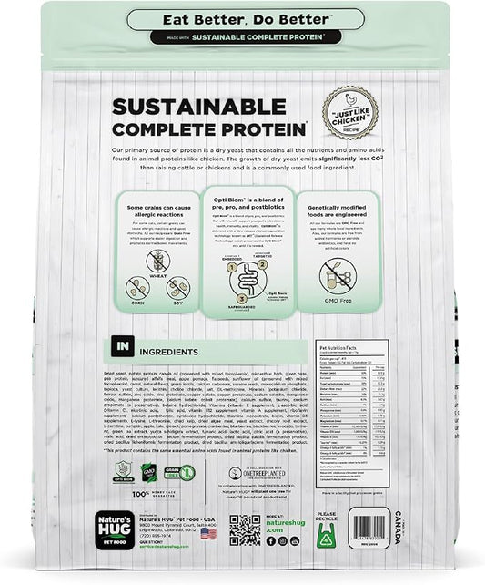 Nature's HUG Dry Cat Food, for Adult-All Breeds, 10 lb. Bag, Just Like Chicken Recipe, Grain Free & Hypoallergenic, Supports Microbiome Health, Sustainable Complete Protein & Balanced Nutrition - PAWPICO