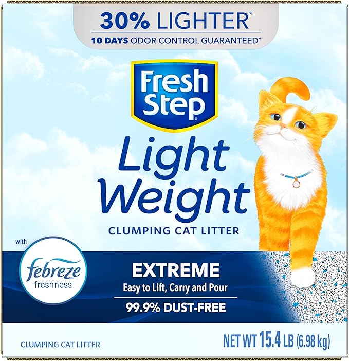 Fresh Step Light Weight Cat Litter Extreme With Febreze Freshness, Lightweight Clumping Litter, 15.4 lb. Box - PAWPICO
