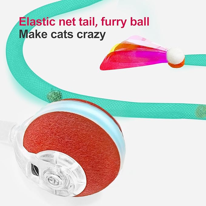 Interactive Cat Toys for Indoor Cats,The 3rd Generation Agile Moving Cat Ball with Elastic Mesh Tail,Automatic Cat/Kitten Toys for Bored Indoor Adult Cats,Motion Activated (Green) - PAWPICO