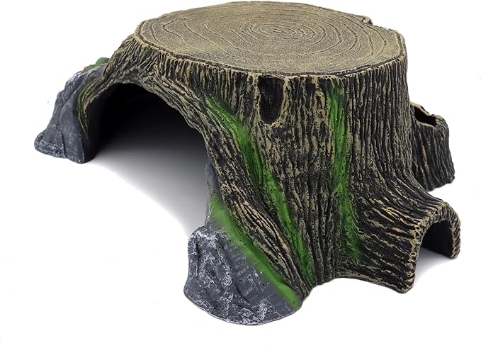 Extra Large Resin Reptile Hideouts Cave Habitat Decor for Reptiles, Amphibians, Fish Tanks and Gecko, Leopard JIHAQUA