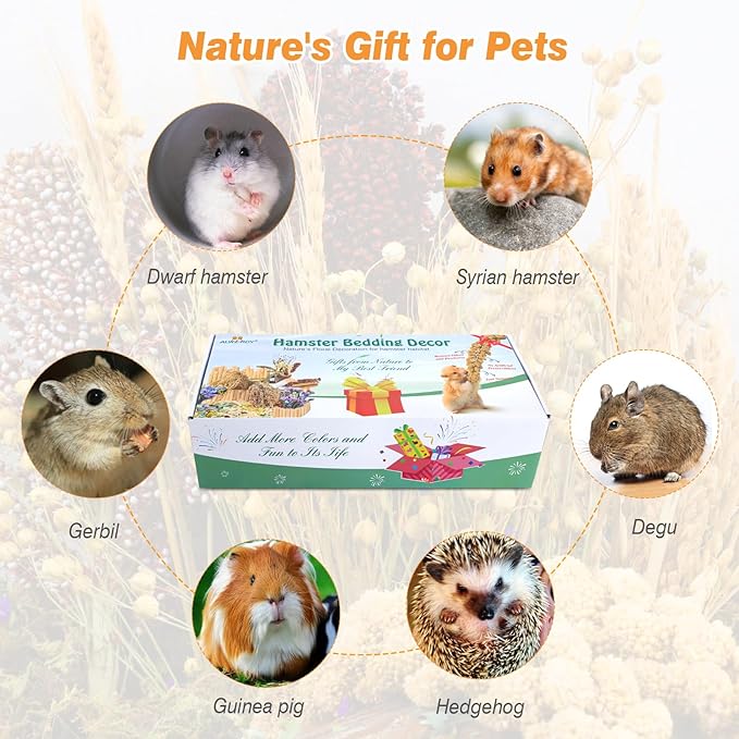 Natural Hamster Bedding, Hamster Herbs Flowers for Hamster Cage Enclosure Habitat Decor Hamster Sprays for Dwarf Syrian Guinea Hamsters Gerbil Degus or Other Small Animals (Floral Fragrance Version) ALWZ-RDY