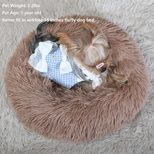 Tiny Dog Bed Fluffy Puppy Bed Washable Donut Anti Slip 15 Inches - PAWPICO