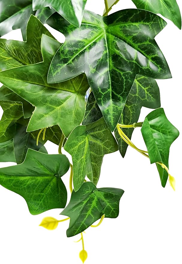 Woyrise Reptile Plants for Terrarium, Artificial Hanging Plants with Suction Cups, Amphibian Tank Habitat Decor Plastic Plant for Bearded Dragons Lizards Snake Geckos Frogs - 2Pack Green Ivy Woyrise