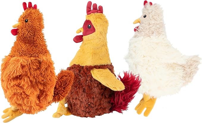 Best Pet Supplies Chicken Crinkle Plush Dog Toys for Interactive Play, Puppy and Senior Indoor Play, Colorful Chicken Toy Shape, Cute and Cuddly - Crinkle Chicken (Wine Red) - PAWPICO