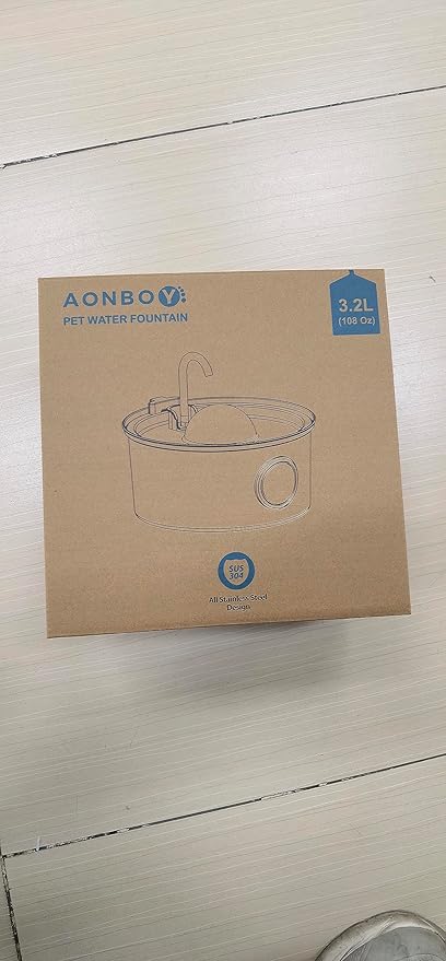 AONBOY Cat Water Fountain with 16 Filters, 108oz/3.2L Cat Fountain Stainless Steel, Includes 8 Carbon Filters and 8 Sponge Filters, Faucet Shape Dog Water Fountain, Double Noise Reduction Design - PAWPICO