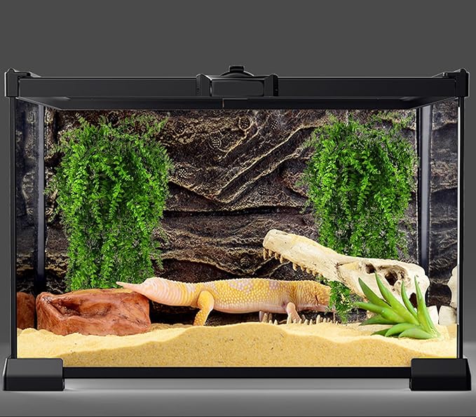 HERCOCCI 4 Pack Reptile Plants, Terrarium Hanging Plants Vines Artificial Leaves Habitat Decorations with Suction Cup for Bearded Dragon Hermit Crab Lizard Snake Geckos Chameleon HERCOCCI